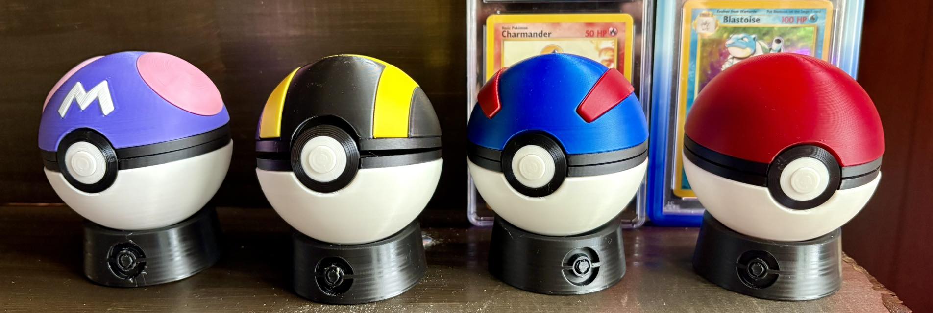 3D Printed Replica Poke Balls with Display Stands