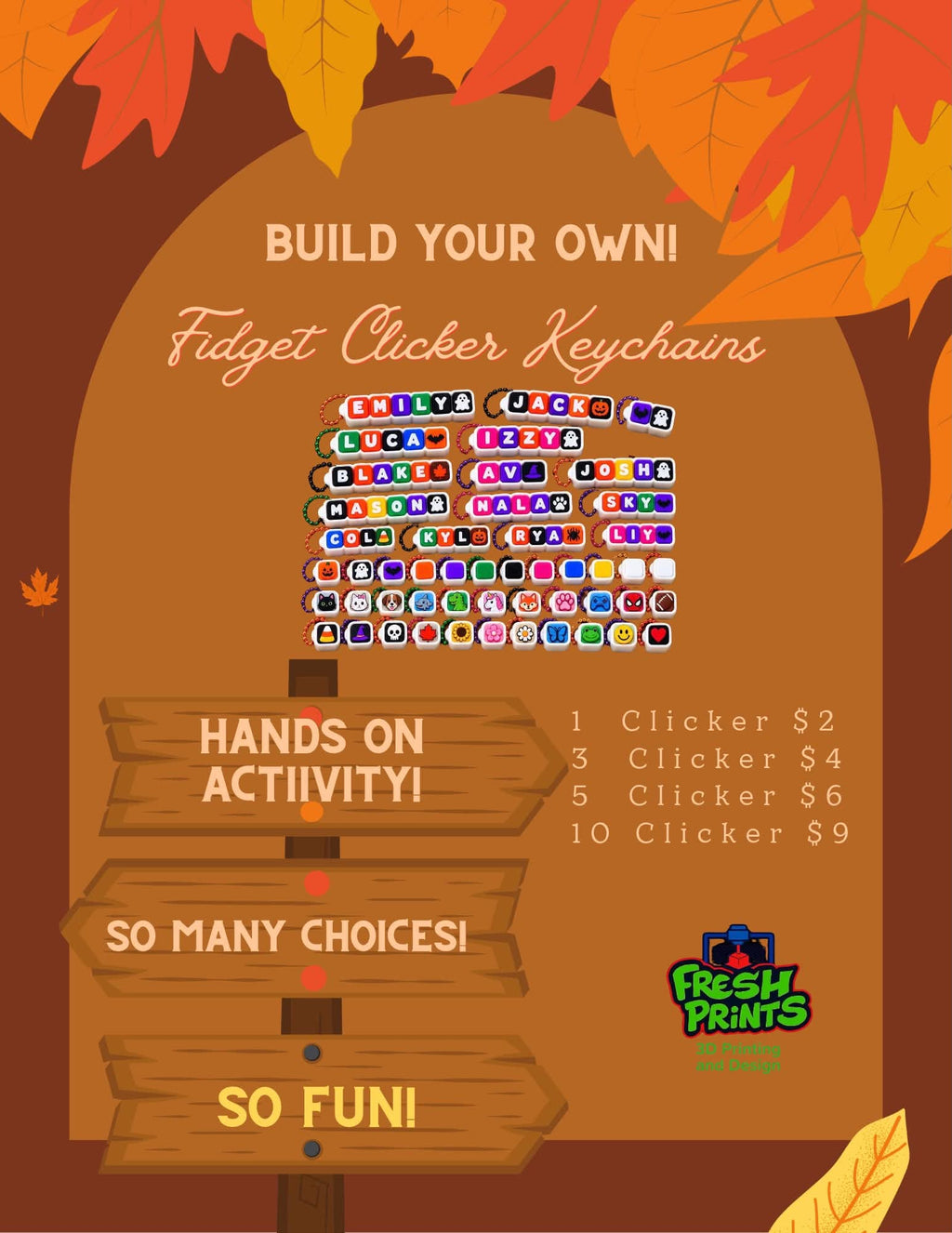 Fidget Clicker Key Cap Keychains
